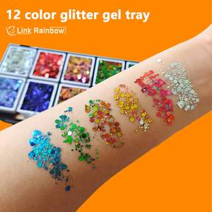 ชุดอุปกรณ์ระดับมืออาชีพสำหรับเด็ก โปรโมชั่นสุดฮอต 12 สี ปลอดสารพิษ เรืองแสง สำหรับงานปาร์ตี้ฮาโลวีน กลิตเตอร์ถาดใหญ่ สำหรับเพ้นท์หน้าและร่างกายในเทศกาลคริสต์มาส - Product Image 3