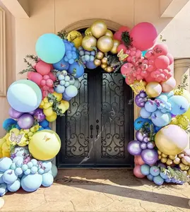 Kit de arco de guirnalda de globos azul polvoriento, 122 piezas, kit de  arco de globos azul bebé, dorado y blanco, decoraciones de baby shower para