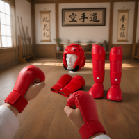 Ensemble de protection XLNAN pour le karaté et le sparring – Matériel EVA : protège-tête, gants de boxe, protège-tibias, protection du cou-de-pied pour la boxe et le kickboxing