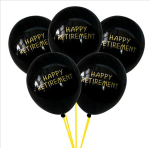 Paquete de Globos de Látex con Estampado en Caliente de 'HAPPY RETIREMENT' Negros, Decoración para Jubilación - Product Image 2