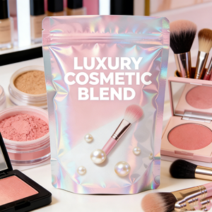 Bolsa de Embalaje Cosmética Holográfica Impresa Personalizada, Bolsa de Almacenamiento con Cierre Hermético para Brochas de Maquillaje y Herramientas de Belleza, Logotipo Personalizado - Product Image 3