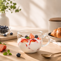 Bouteille en verre transparent de 400 ml avec poignée et large ouverture, personnalisable avec logo, pour yaourt, dessert, flocons d'avoine, petit-déjeuner, emballage alimentaire, vente en gros, Bolong