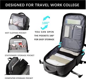 Mochila de gran capacidad de moda con logotipo personalizado con bolsillo de almacenamiento para ordenador, mochila para ordenador portátil de viaje de negocios con carga para hombres - Product Image 5