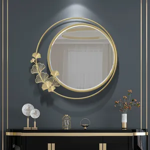 Роскошное настенное декоративное художественное зеркало с декоративным цветком для украшения гостиной с металлическим каркасом настенные зеркала