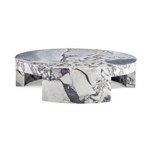 Tavolino rotondo in pietra personalizzato con <span class=keywords><strong>Design</strong></span> di grandi piedistalli in marmo tavolini da salotto mobili di lusso moderno <span class=keywords><strong>tavolo</strong></span> da centro - Product Image 1