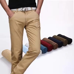 Mid Waist Youth Four Seasons Trousers Men's High Cotton Content Slim Straight Solid Color Classic Casual Pants - Product Image 2