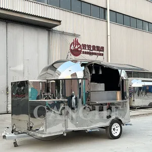Customized Stainless Steel Mobile <b>BBQ</b> Food Cart Truck Outdoor Cooking <b>Camping</b> Trailer - Product Image 2