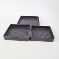 Thread Creative Commercial Barbecue Hot Pot Plat De Service Noir Givré Carré Assiette Japonais Sushi Assiette En Plastique