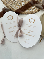 Programmes et invitations de mariage – Cartes de menu de cérémonie en papier plié fait main avec monogramme doré et impression UV – Personnalisables pour les amoureux