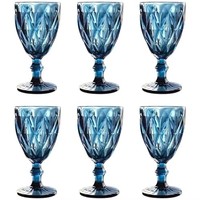 Ensemble de 6 verres à vin blanc vintage colorés, motif diamant (rhombus) en relief, verres à cocktail