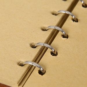 Custom LOGO Printed Leather A6 Vintage <b>Journal</b> 6 Rings Small Binder School Recycled Notebook Red/Black/Blue 80 Sheets - Product Image 4