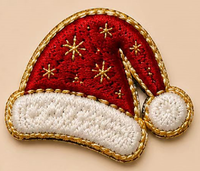 Patchs brodés thermocollants en polyester pour guirlandes lumineuses de Noël, motifs flocon de neige, sapin de Noël, Père Noël