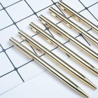 Stylo à bille fin de luxe en or rose, matériau métallique de marque laser personnalisé, bon marché et élégant pour la promotion de fournitures d'hôtel