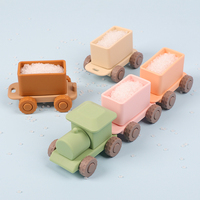 Juguetes de bloques de construcción para niños, rompecabezas de silicona, juguete de emparejamiento, juguete de empuje y arrastre para educación temprana, tren de juguete de silicona suave