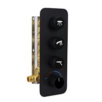 Robinet de douche thermostatique encastré avec affichage numérique LED, 2 sorties, en laiton massif, à cartouche céramique