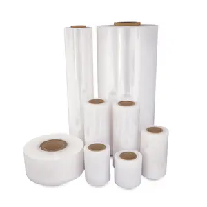 Lldpe polyethylene manual laminating stretch film roll 10 17micrones 20 23 micron 25mic 30um stretch wrap with handle