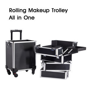 Valise de Maquillage Chariot Roulant 4-en-1 avec Tiroirs, Boîte de Rangement Cosmétique Professionnelle pour <span class=keywords><strong>Coiffeur</strong></span>, avec Serrures - Product Image 2