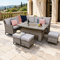 Ensemble de canapé d'angle 7 places en aluminium pour extérieur avec coussins, seau à glace et table, idéal pour cour et ferme, résistant à l'eau et aux UV