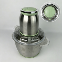 Hachoir Électrique Multifonctionnel de Cuisine avec Bol en Acier Inoxydable, 2 Vitesses, pour Viande, Légumes, Noix, Ail et Purée