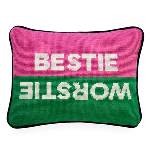 Handgemaakte Custom Bestie Worstie Katoen Borduren Kussen