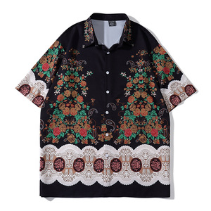 <span class=keywords><strong>เสื้อ</strong></span>ฮาวายสำหรับผู้ชายแบบพอดีตัวปกติเสื้อฮาวายแขนสั้นมีหลากหลายสีและดีไซน์ให้เลือก - Product Image 6