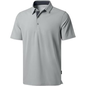 Polo de golf pour homme, coupe ajustée, manches courtes, col à 3 boutons, protection solaire, tissu respirant et anti-transpiration. - Product Image 1