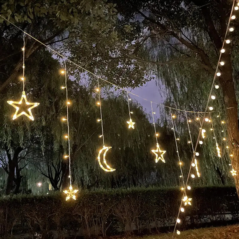 Năng Lượng Mặt Trời Giáng Sinh Tiên Lights Festoon Led Chuỗi Lights Sao Vòng Hoa Trên Rèm Cửa Sổ Cây Trong Nhà Trang Trí Ánh Sáng
