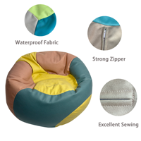 Fauteuil pouf en cuir PU color block 80x50cm, imperméable, pour salon