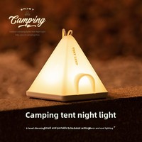 Lanterne de camping en forme de mini tente, LED à 6 niveaux de luminosité, lampe de nuit portable suspendue