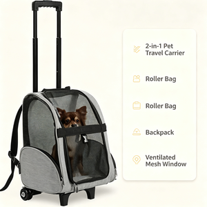 Pet Carrier With <b>Wheels</b> Portable Pet Travel Carrier Dog Carrier <b>Backpack</b> Pet Carrier Bag for Pets Outdoor Travel Airport Trips - Product Image 5