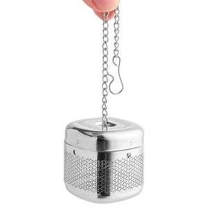 Infuseur à thé en acier inoxydable 304 de forme carrée, maille fine pour thé en feuilles, avec chaîne rétractable, infuseurs à thé, théière avec infuseur - Product Image 1