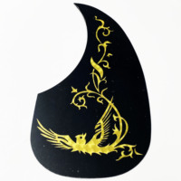Protector de Guitarra Acústica con Forma de Gota de Agua, Placa Protectora Antiarañazos, Flor Dorada Negra para Guitarra de 40 y 41 Pulgadas, Accesorio