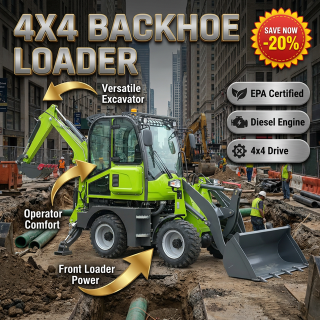 Factory Direct Earth-moving Machinery Backhoe Loader CE Diesel Mini Retroexcavadora 4x4 Mini Tractor Towable Backhoe Loader