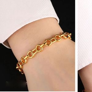 Bracelet de couple Xinfly Gifts, bijoux de luxe personnalisés, fermoir en forme de trombone, pour homme et femme, or véritable 24 carats, or jaune pur 999, 5D, rigide - Product Image 5