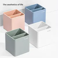 Deli nouveau Style multifonctionnel en plastique porte-stylo épaissi stylo douille boîte de rangement carré conception fournitures de bureau bureau