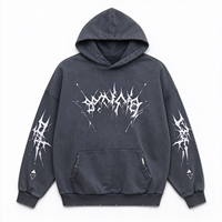 Sweat à capuche vintage délavé à l'acide personnalisé, de haute qualité, 100% coton, avec poche kangourou, fermeture éclair, design classique, pour le streetwear