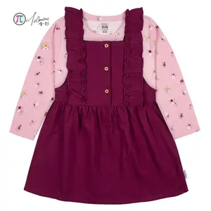 2024 descuento máximo 2 piezas para bebés y niñas pequeñas púrpura Floral Jumper & Top Set conjunto de Ropa para Niñas