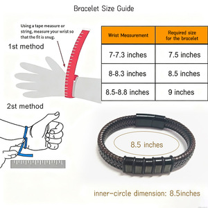 Pulsera magnética tejida de cuero y acero inoxidable para hombre, estilo empresarial, antiestática, 19cm, 21cm, 23cm - Product Image 3