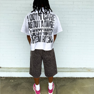 Haute qualité personnalisé poids lourd t-shirt coton Streetwear col épais surdimensionné recadrée Boxy graphique hommes T-Shirts - Product Image 3