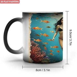 Mug à changement de couleur noir givré 11oz en céramique réutilisable, tasse quotidienne écologique sans BPA - Product Image 1