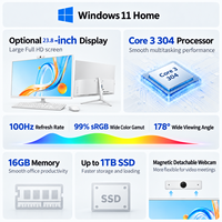 Nouvel Ordinateur de Bureau Tout-en-un 23,8 Pouces Blanc avec Processeur IA, Intel Core i3-100U, Caméra Magnétique 5MP, LPDDR5, PC Monobloc 2026