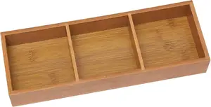 Factory Direct Sales Bamboo Wood 3-Compartment Organizer Tray Bamboo Wood Organizer Tray Wooden Jewelry Tray