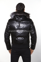 Offre Spéciale hiver mode bombardier duvet d'oie manteaux hommes veste en cuir turquie avec garniture en fourrure de renard