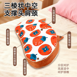 Almohada de algodón con orejas de gato y diseño floral, rellena de grano de trigo sarraceno y hierbas de artemisa, ideal para adultos y estudiantes durante la pausa del almuerzo. - Product Image 4