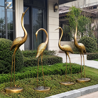 Escultura de Grulla de Bronce, Estatuas de Jardín para Exteriores, Arte de Aves y Animales de Tamaño Real, Decoración Personalizada para Parques, Césped, Villas y Paisajes, Fabricante