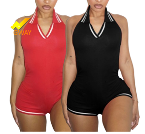 NOVEDAD DE <span class=keywords><strong>VERANO</strong></span> 2025, ropa de dormir Sexy para mujer, sin mangas, cuello en V, cuello Halter, monos rojos sin espalda, <span class=keywords><strong>mono</strong></span> informal con patrón de leopardo, monos - Product Image 1