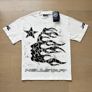 Camiseta de Verano para Hombre, Estilo Casual, 100% Algodón, Diseño Vintage con Estampado de Personajes de Hell Star, Manga Corta - Product Image 1