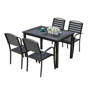 <b>Outdoor</b> <b>Plastic</b> Garden <b>Table</b> Chair Set 4 Seater Minimalist Design Weather Resistant <b>Outdoor</b> Furniture - Product Image 1