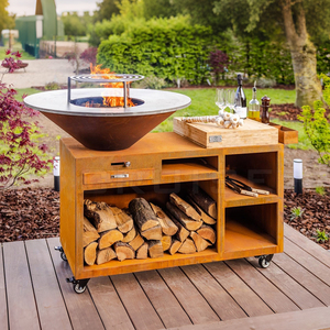 Parrilla de barbacoa para camping CRUISE, ahumador de leña para jardín, cocina exterior de carbón personalizada, barbacoa de acero Corten WS-TB con cubo para cenizas - Product Image 3