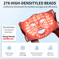 Masque facial LED en silicone à prix d'usine, 276 LED, 3 couleurs, infrarouge proche 851nm, appareil de beauté rafraîchissant